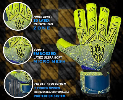 Soccer Goalie Goalkeeper Gloves for Kids Boys Youth & Adult,Latex Strong Grip Palms with Removable Finger Spines Protection Children Football Gloves for Training/Match(Sizes 5-10,6 Styles)
