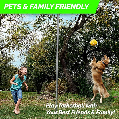 STERLING Sunnywood Sports Heavy Duty Tetherball Set for Outdoor Backyard with Ball, Rope and Pole 10-1/2' Height