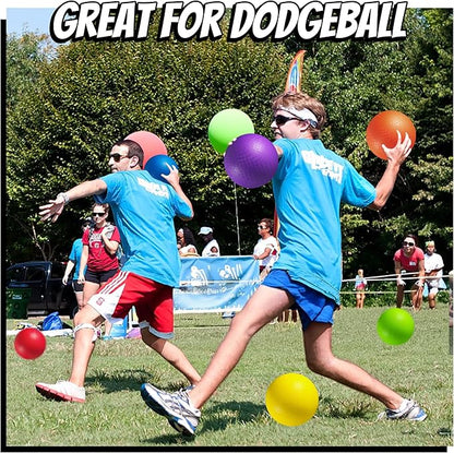 10 Inch Kickball Playground Balls - (Pack of 6) Inflatable Rubber Indoor Outdoor Bouncy Balls for Adults & Kids - Dodgeballs, Kickballs, Four Square and Handballs for School, Gym, with Hand Pump