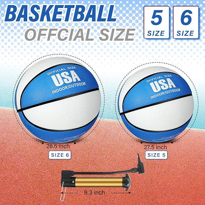 Libima 4 Pcs Rubber Basketball with Pump Official Size Indoor Outdoor Basketball Game Practice Training Women Men Streetbball Sport Gift Back to School