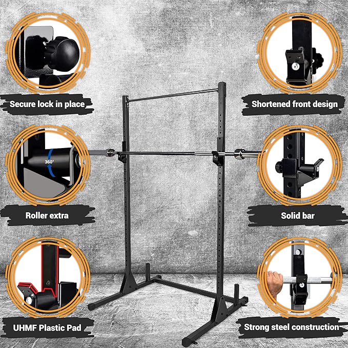 Yes4All Power Rack J-Hooks & Attachments ??Heavy Duty Barbell Holders Compatible with 2x2 & 3x3 Power Racks for Home Gym