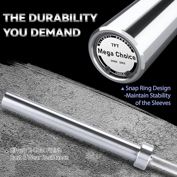 Barbell Bar for Weightlifting - 7FT Heavy Duty (1500LB/700LB), 4FT Short (500LB), 47" EZ Curl Bar - Fits 2" Standard Plates - Home Gym Strength Training