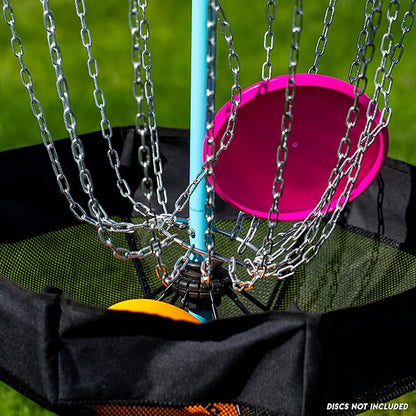 Franklin Sports Disc Golf Baskets - Portable Disc Golf Target with Chains Included - Disc Golf Basket Stand Equipment for Hole + Course Creation