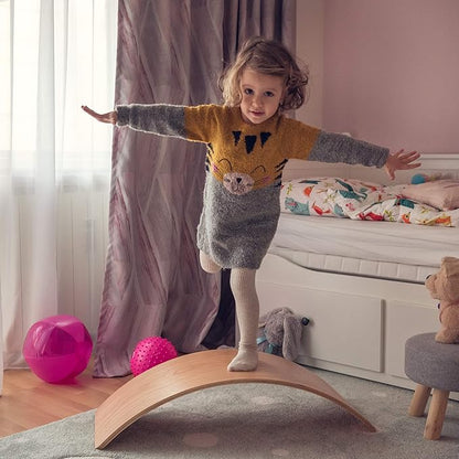 NUTTY TOYS Montessori Wooden Wobble Board for Kids & Adults -100% Natural Wood Balance Board Toddler Balancing Toy Unique Boy & Girl Open Ended Toy Best Christmas Stocking Stuffer Gifts Idea 2025