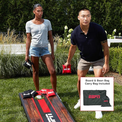 ESPN Cornhole Board Set Includes Bean Bags and Travel Case, Ideal for Kids Games, Family Games, and Outdoor Games