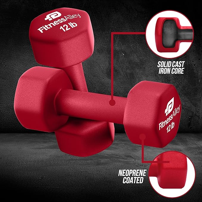 Neoprene Coated Workout Dumbbells set of 2 – Anti Roll, Non Slip with Smooth Grip Fitness & Exercise Dumbbells – Hexagon Shaped Hand Weights for Women & Men – Best Choice for Gyms & home use