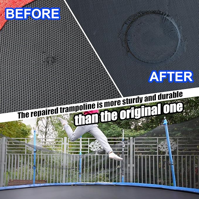Trampoline Patch Repair Kit 4.1'' Round Square Patches | Repair Trampoline Mat Tear or Hole in a Mat