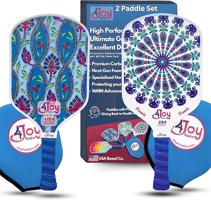 4Joy Pickleball Paddle Premio Series - Thermoformed Premium T700 Carbon Fiber Pickleball Paddless - Professional Pickleball Rackets for Women & Men - 16mm Honeycomb Core - USAP Approved