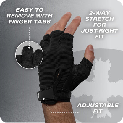 Power Gloves 3.0 - Durable Half Finger Weightlifting Gloves with Adjustable Wrist Closure