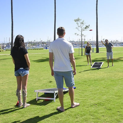 GoSports 4 x 2 ft Aluminum Cornhole Game Sets – Choose LED Lights or Standard - Set Includes 2 Foldable Regulation Size Boards, 8 Bean Bags, & Rules