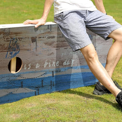 Solid Wood Premium Cornhole Game Set, Bean Bag Toss Game for Tailgate, Outdoor, Backyard - Professional Portable Cornhole Boards & Set of 8 Cornhole Bean Bags (Junior, Tailgate, Regulation Size)