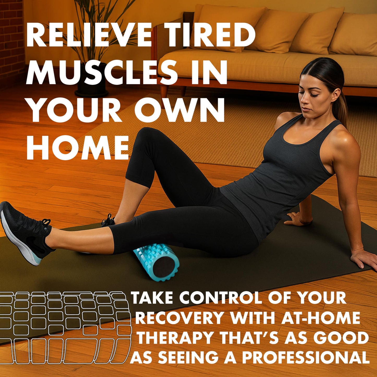 321 STRONG Patented 3-Zone Massage Roller, Medium Density for Exercise