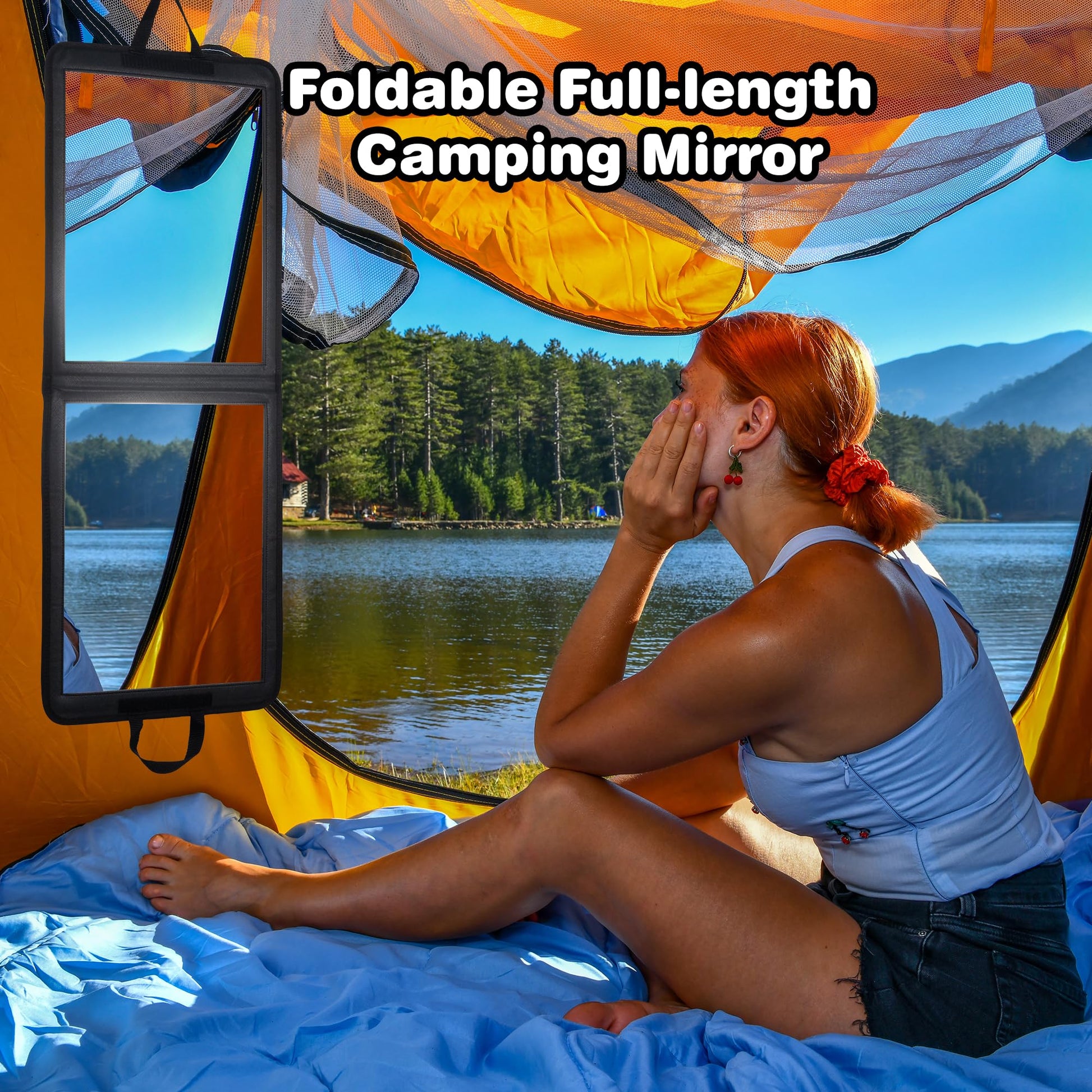 LPHUMEX Foldable Full Length Dance Mirror – 33” Portable Shatterproof Hanging Mirror, Folding Full