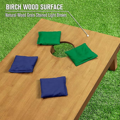 GoSports 4 ft x 2 ft Regulation Size Wooden Cornhole Boards Set - Includes Carrying Case - Full Regulation Size Bean Bag Toss Boards