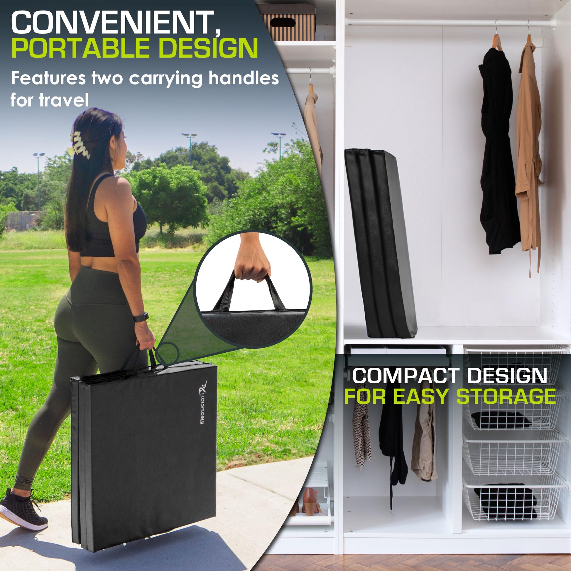 ProsourceFit Tri-Fold Folding Thick Exercise Mat 6’x2’ with Carrying Handles for MMA, Gymnastics