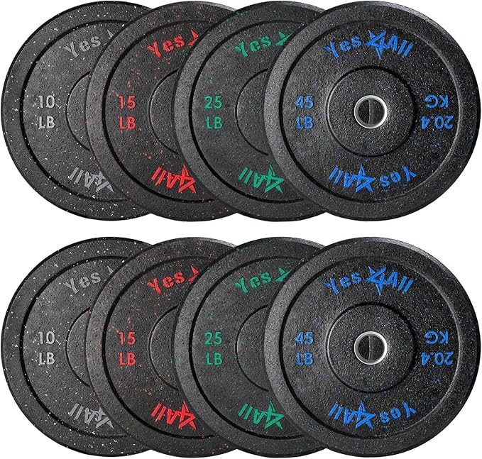 Yes4All 2" Bumper Plate, 10-190 LB Olympic Rubber Weight Plate with Steel Hub for WeightLifting, Strength Training, Home Gym, Less Impact, Absorb Bounce & Shock, Multiple Options