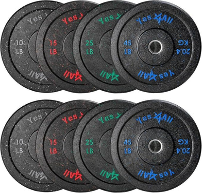 Yes4All 2" Bumper Plate, 10-190 LB Olympic Rubber Weight Plate with Steel Hub for WeightLifting, Strength Training, Home Gym, Less Impact, Absorb Bounce & Shock, Multiple Options