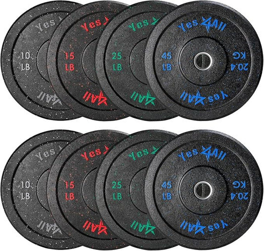 Yes4All 2" Bumper Plate, 10-190 LB Olympic Rubber Weight Plate with Steel Hub for WeightLifting, Strength Training, Home Gym, Less Impact, Absorb Bounce & Shock, Multiple Options