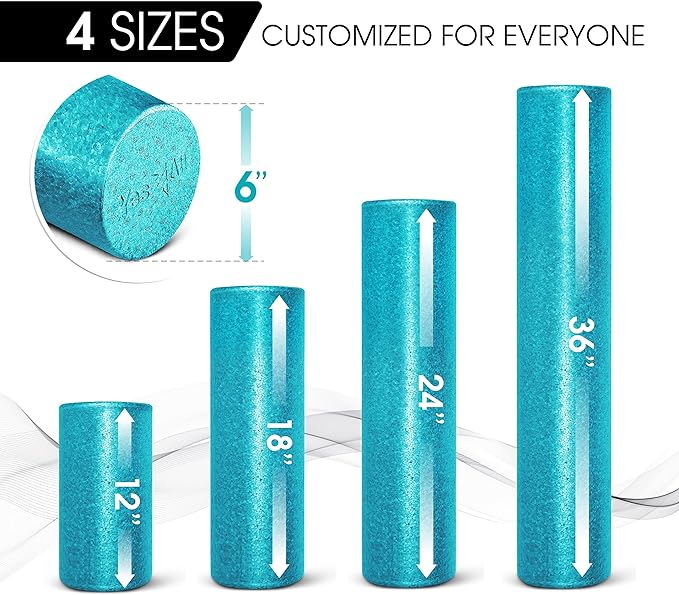 Yes4All High-Density EPP Round Back Roller Foam, Exercise Foam Roller for Yoga, Pilates & Stretching - 12, 18, 24, 36 inch