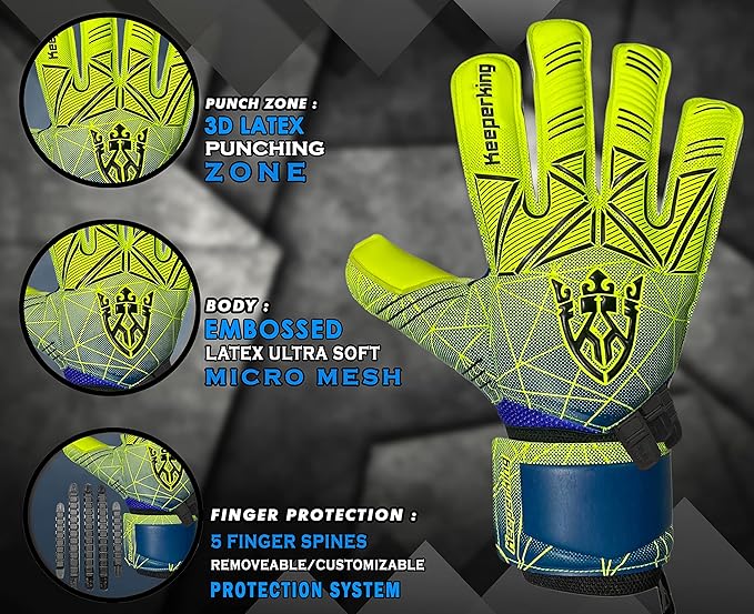 Soccer Goalie Goalkeeper Gloves for Kids Boys Youth & Adult,Latex Strong Grip Palms with Removable Finger Spines Protection Children Football Gloves for Training/Match(Sizes 5-10,6 Styles)