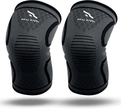 Real Steel Compression Knee Brace for Women & Men 1-Pair Knee Brace for Running Knee Pain, Knee Support Compression Sleeve