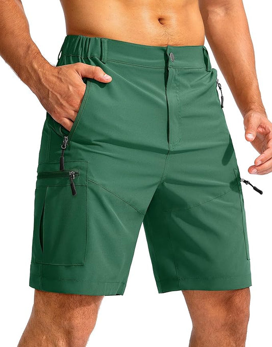 Pudolla Men's Hiking Cargo Shorts 9" Lightweight Outdoor Work Shorts for Men Travel Golf Camping