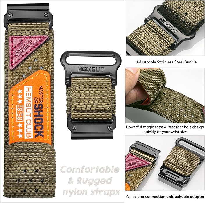 Rugged Nylon Sports Strap With Woven Loop Design, Compatible With Venu 2, 3, Plus, Sq, Sq 2, Music (Not 2S)