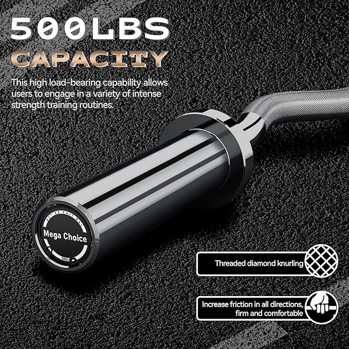 Barbell Bar for Weightlifting - 7FT Heavy Duty (1500LB/700LB), 4FT Short (500LB), 47" EZ Curl Bar - Fits 2" Standard Plates - Home Gym Strength Training