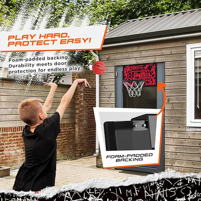 AND1 Over the Door Mini Basketball Hoop: 18x12 Shatterproof Backboard, 2 Mini Basketballs, and Hand Pump Included- Ultimate Indoor Basketball Accessory for Kids and Adults, No Tools Required