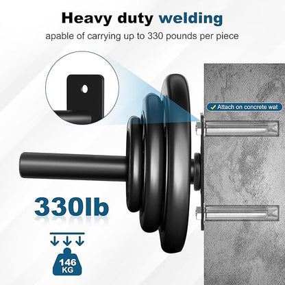 Weight Plate Holder, Wall Mounted Weight Storage Rack for Olympic Weight Plate,Home Gym Organizer（Upgrade Length and Thick Steel）