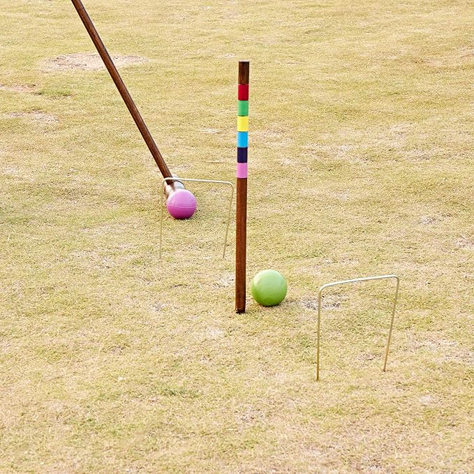 ApudArmis Regulation Croquet Wickets, Set of 9 Colorful Square Arrow Wickets Replacement for 28In or 32In Croquet Lawn Backyard Outdoor Game (8.1In Height & 6.3In Width)