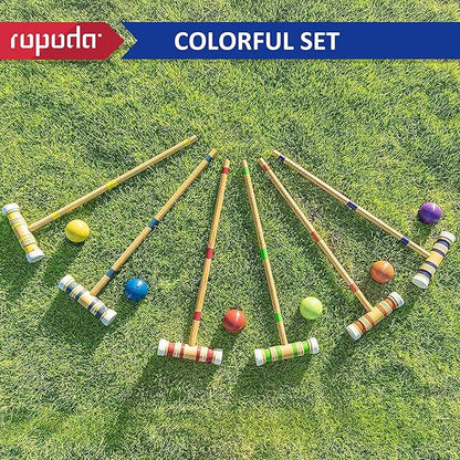 ropoda Six-Player Croquet Set with Wooden Mallets, Colored Balls, Sturdy Carrying Bag for Adults &Kids, Perfect for Lawn,Backyard,Park and More