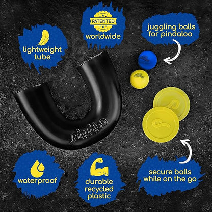 Original pindaloo Skill Game with 2 Balls- Gifts for Kids and Adults Indoor & Outdoor Games, Ball Toys for Boys, Girls, & Teens - Gift Ideas, Fun Stuff, Develops Motor & Juggling Skills-Transparent