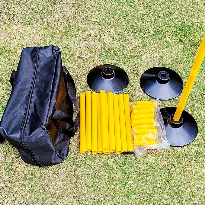 6 Pcs 5 FT Adjustable Agility Training Poles for Soccer,Basketball,Football, Horse,Dog-Speed and Agility Training Equipment Sports Training Poles with Rubber Bases and Bag