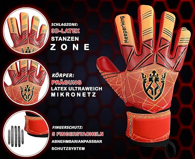 Soccer Goalie Goalkeeper Gloves for Kids Boys Youth & Adult,Latex Strong Grip Palms with Removable Finger Spines Protection Children Football Gloves for Training/Match(Sizes 5-10,6 Styles)