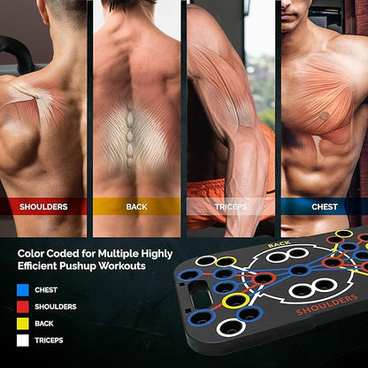 54 in 1 Upgraded Foldable Push up Board - Multi-Functional Push Up Bar, Resistance Bands with Handles and Jumping Rope, at Home Workout Equipment for Perfect Push Up