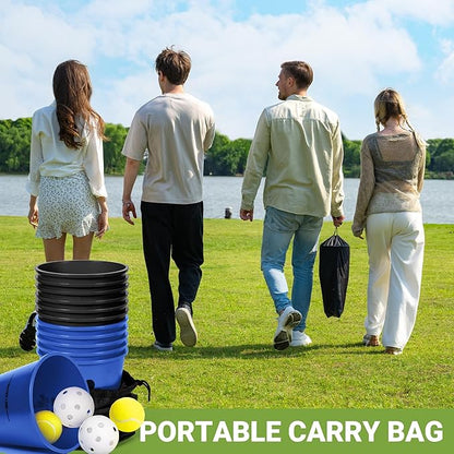 ropoda Giant Yard Pong,Yard Games with Durable Buckets and Balls, Outdoor Game with Carry Bag for The Beach,Lawn, Great Gift Choice for Families（Blue and Black）