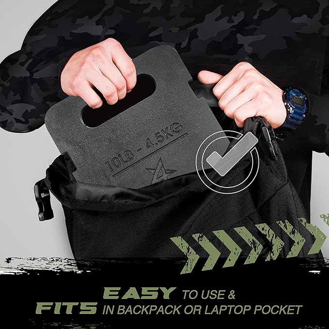 Yes4All Adjustable Ruck Weight with Straps for Rucking, Swings, Squat & Strength Training - Multiple Weights: 10LB to 40LB