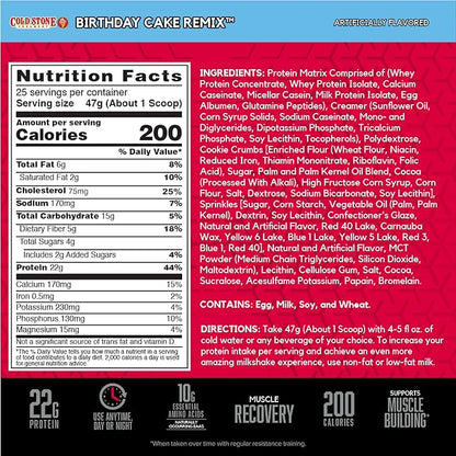 BSN Syntha-6 Whey Protein Powder, Cold Stone Creamery- Birthday Cake Remix Flavor, Micellar Casein, Milk Protein Isolate Powder, 25 Servings