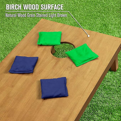 GoSports 4 ft x 2 ft Regulation Size Wooden Cornhole Boards Set - Includes Carrying Case - Full Regulation Size Bean Bag Toss Boards
