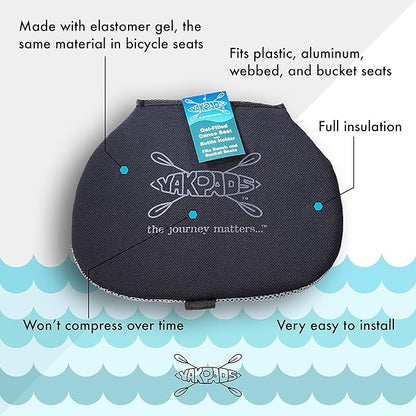 Cushioned Seat Pad, Gel Seat Pad for Canoes with Water Bottle/Thermos Holder, Portable Seat Cushion for Outdoor Watersports and Recreation