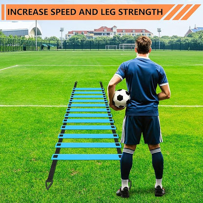 Soccer Agility Poles Set with Agility Ladder Soccer Cones Jump Rope Adjustable Detachable Soccer Agility Training Equipment for Speed Training