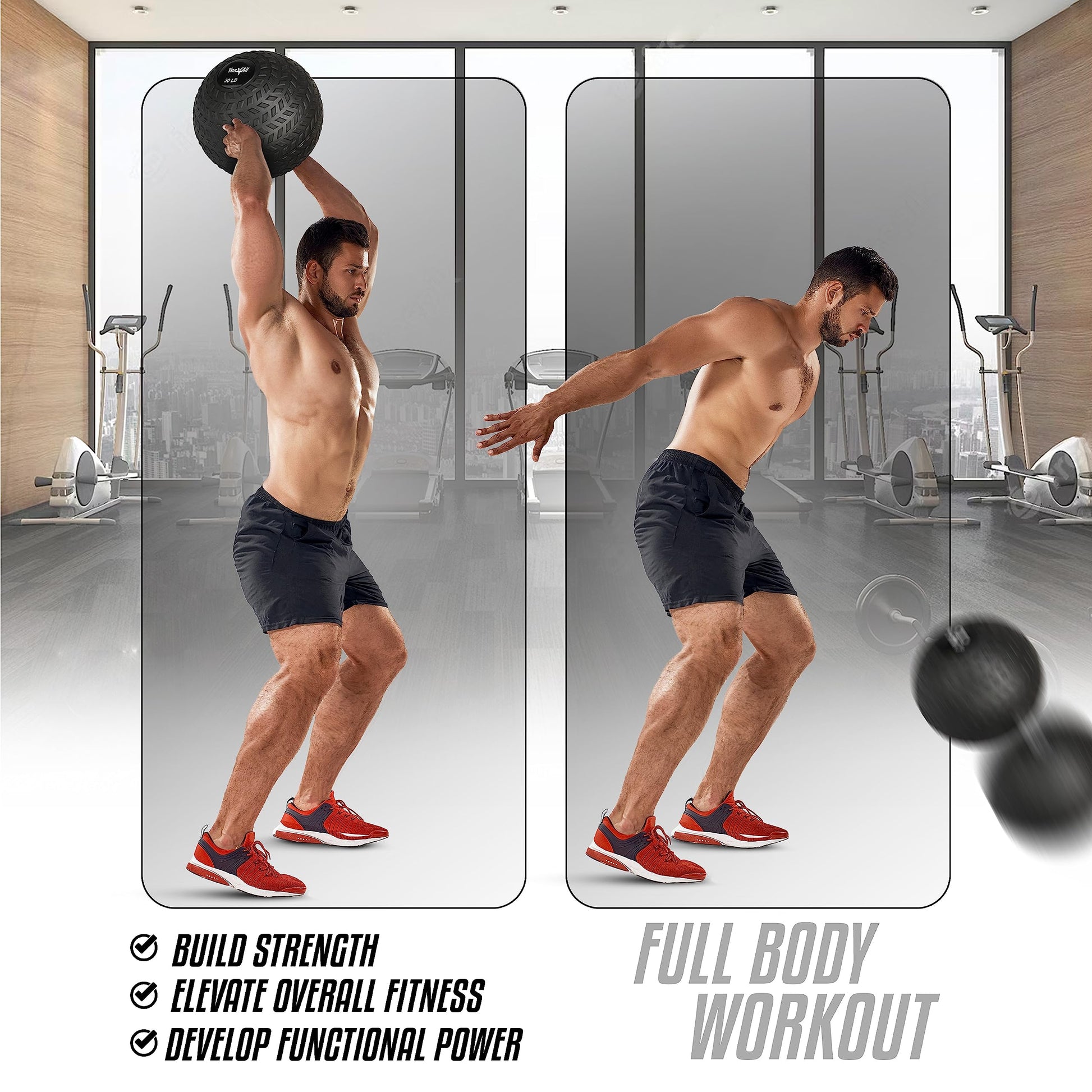Yes4All Slam Balls, 10-40lb Medicine Ball Weight, Durable PVC Sand Filled Workout Dynamic Medicine