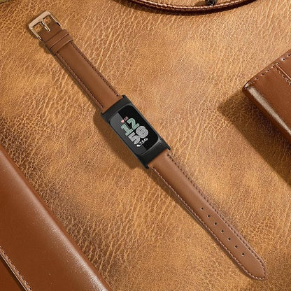 Leather Watch Bands Compatible with Fitbit Charge 6/Charge 5,Genuine Leather Replacement Straps for Charge 6/Charge 5 for Women Men.