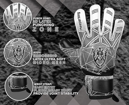 Soccer Goalie Goalkeeper Gloves for Kids Boys Youth & Adult,Latex Strong Grip Palms with Removable Finger Spines Protection Children Football Gloves for Training/Match(Sizes 5-10,6 Styles)