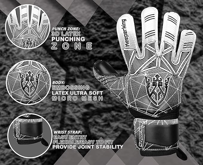 Soccer Goalie Goalkeeper Gloves for Kids Boys Youth & Adult,Latex Strong Grip Palms with Removable Finger Spines Protection Children Football Gloves for Training/Match(Sizes 5-10,6 Styles)