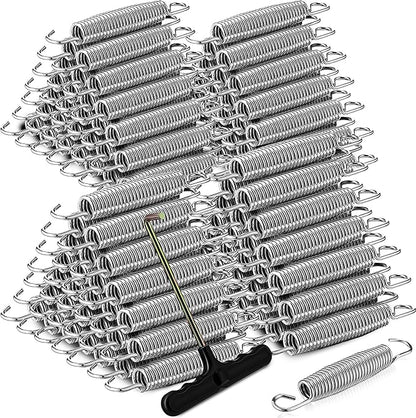 Tudomro Trampoline Springs 5.5 Inch Bulk Heavy Duty Stainless Steel Replacement Trampoline Springs with T-Hook Weather Resistant Metal Pulling Tool Accessories