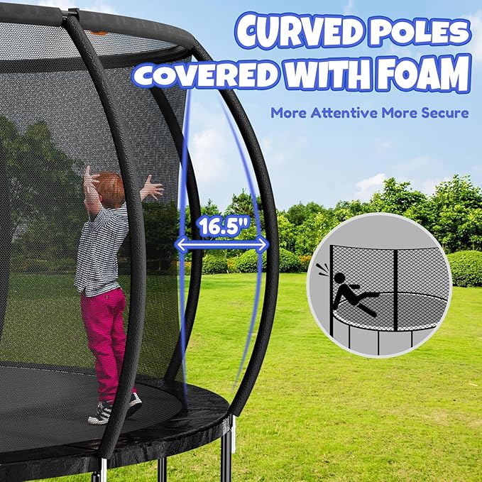14FT & 16FT Trampoline for Kids & Adults, Big Round Trampoline with Basketball Hoop, Sprinkler & ASTM Certified