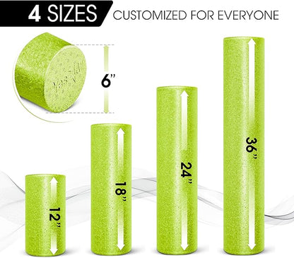 Yes4All High-Density EPP Round Back Roller Foam, Exercise Foam Roller for Yoga, Pilates & Stretching - 12, 18, 24, 36 inch