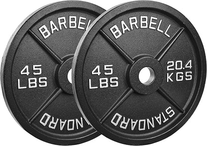 Professional-Grade Cast Iron Weight Plates | Dual-Hole Weight Plates with 2-Inch Bore | Ideal for Strength Training and Weightlifting | Multiple Weight Options Available